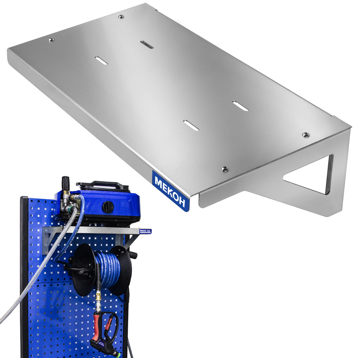 MEKOH Wall Mount Pressure Washer Shelf 20" x 10" - Stainless Steel Pressure Washer Organizer for Garage & Workshop - Heavy Duty Power Washer Storage Rack - Fits Electric Pressure Washers