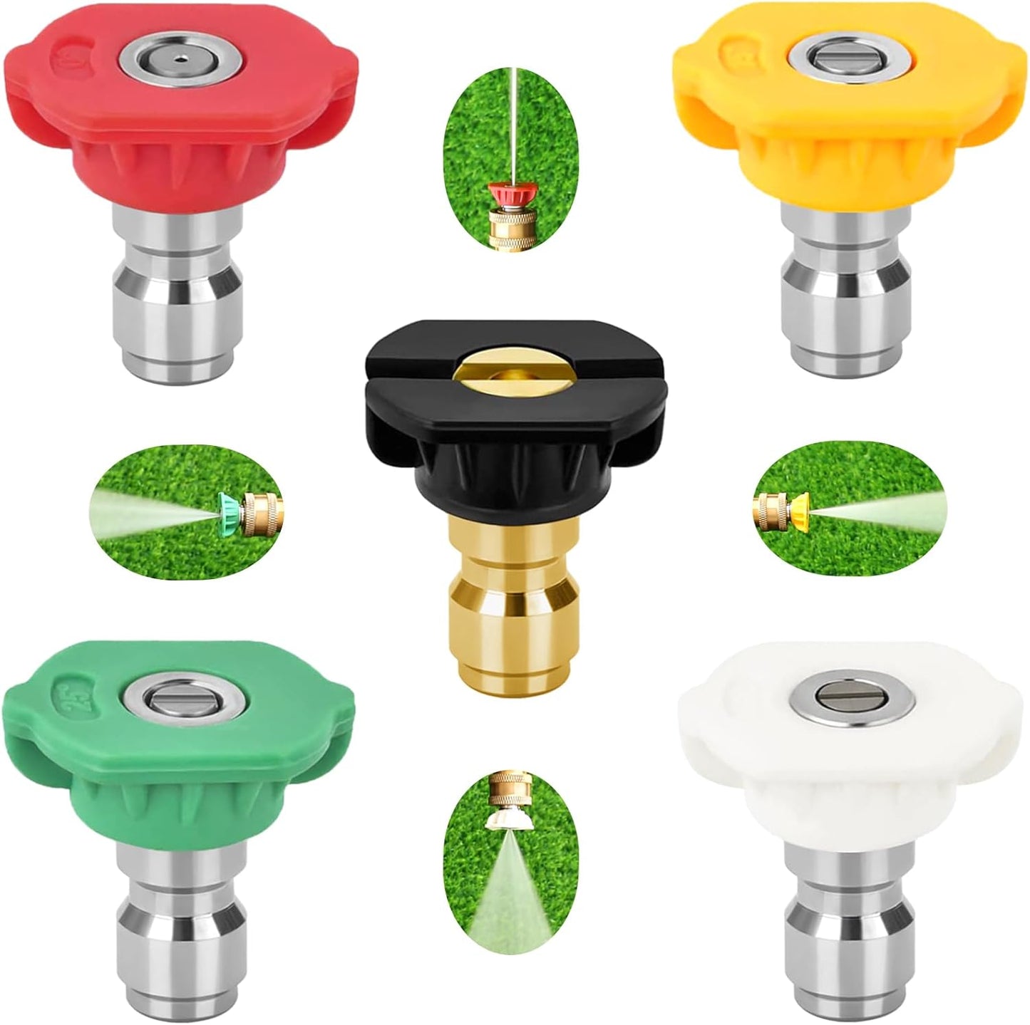 Boquilla de lavado a presión MEKOH, boquilla de cambio rápido 7 en 1, boquilla de lavado a presión ajustable con conexión rápida de 1/4 de pulgada, boquilla de pulverización de 3200 PSI