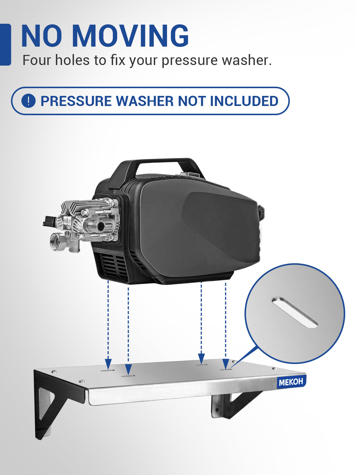 MEKOH Wall Mount Pressure Washer Shelf 20" x 10" - Stainless Steel Pressure Washer Organizer for Garage & Workshop - Heavy Duty Power Washer Storage Rack - Fits Electric Pressure Washers