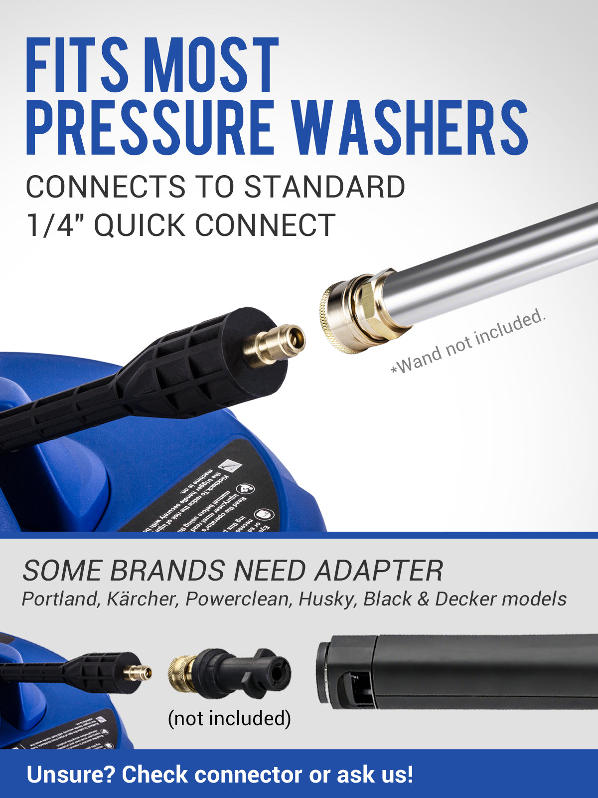 MEKOH Limpiador de superficies de lavadora a presión de 14 pulgadas, 4500 PSI, 4 ruedas de acero inoxidable, accesorio de lavadora eléctrica para entrada, acera, patio, hormigón, conexión rápida de 1/4 pulgadas, 2 varillas de extensión y 5 boquillas