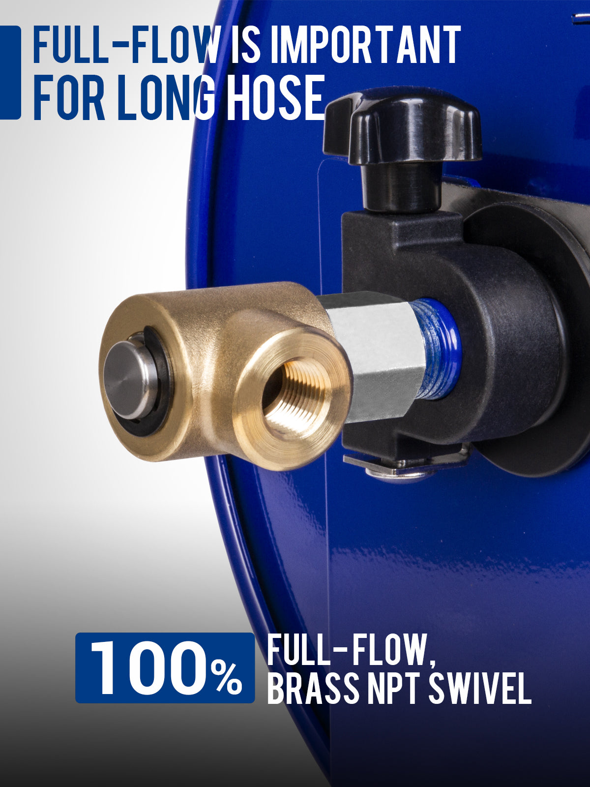 MEKOH 150FT x 3/8” Pressure Washer Hose Reel, Manual Power Washer Hose Reel 300FTx1/4” with M22 Fitting, Heavy Duty 4500 PSI Manual Power Washer Reel with Solid Brass Swivel, Fits 1/4” & 3/8” Hose