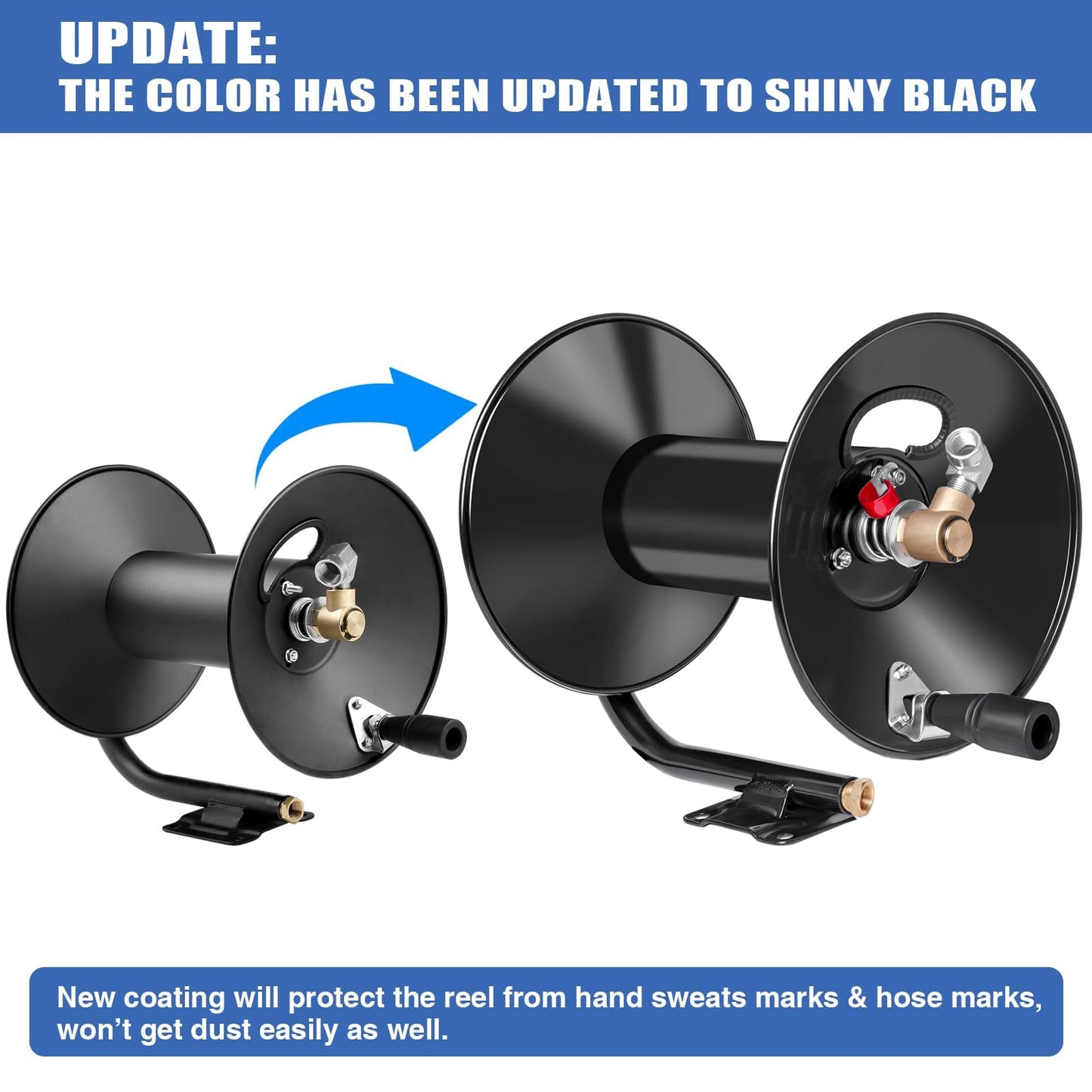 MEKOH Pressure Washer Hose Reel 100ftx3/8”/130ftx1/4”, 4000PSI Heavy Duty Power Washer Hose Reel with M22-14 Fitting