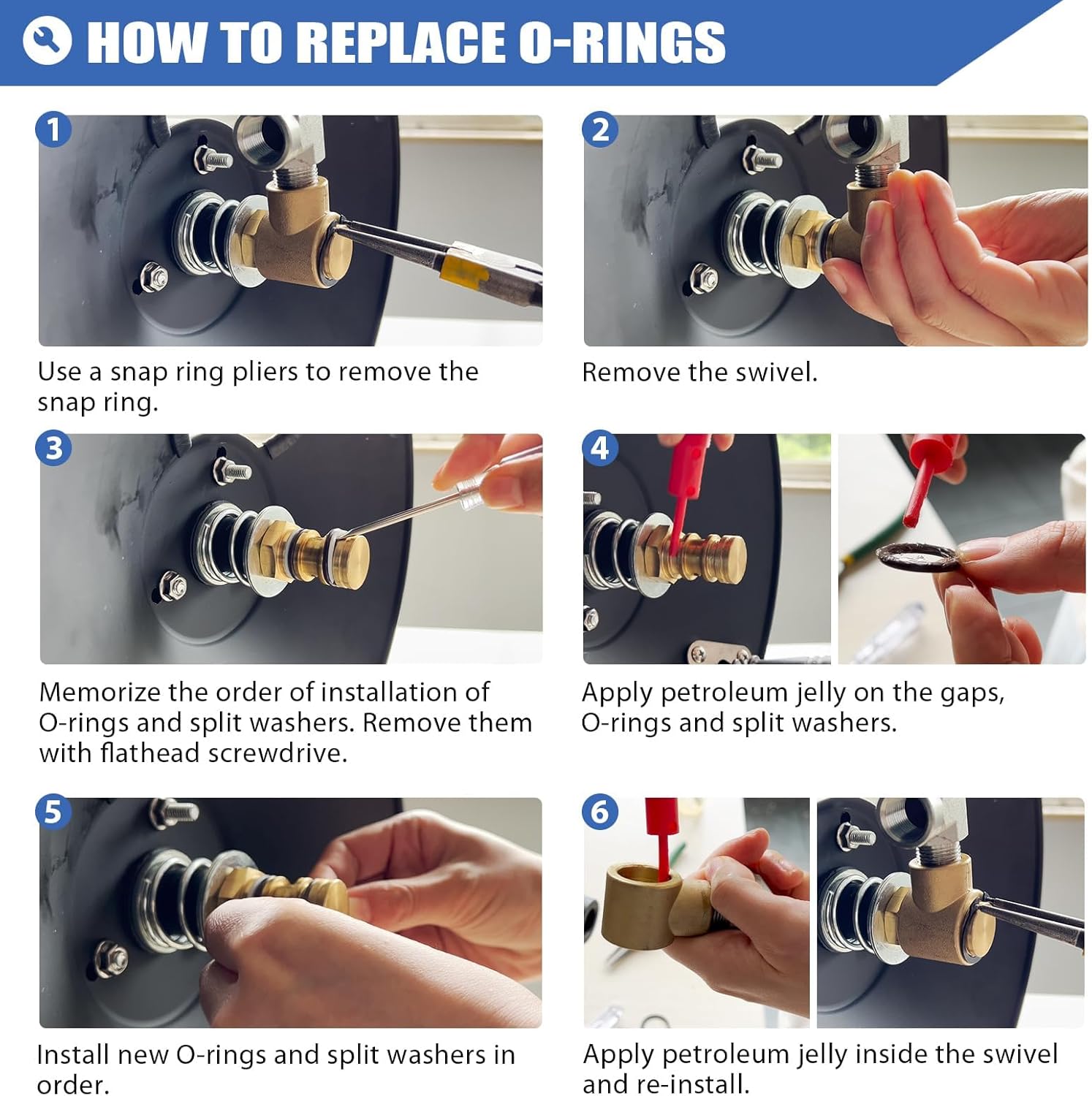 MEKOH Pressure Washer Hose Reel 50ftx3/8” / 65ftx1/4”, 4000PSI Heavy Duty Power Washer Hose Reel with M22-14 Fitting
