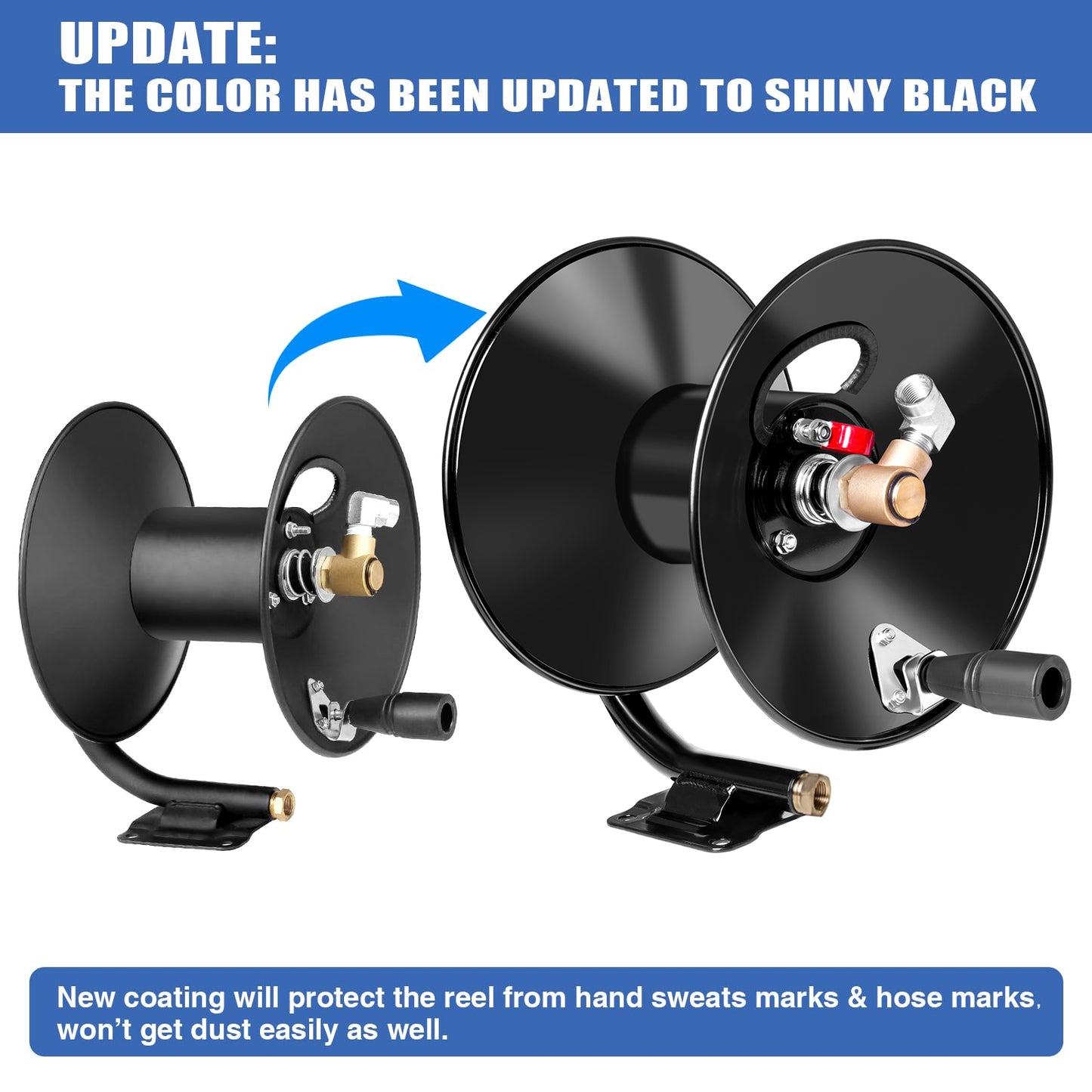 MEKOH Pressure Washer Hose Reel 50ftx3/8” / 65ftx1/4”, 4000PSI Heavy Duty Power Washer Hose Reel with M22-14 Fitting