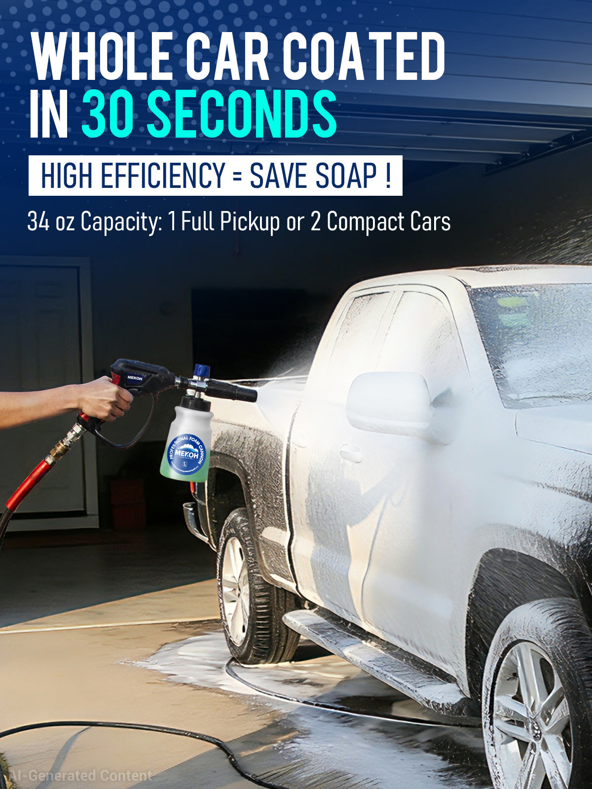 MEKOH Foam Cannon for Pressure Washer, Thick Snow Car Wash Foam Gun with 1.1mm Orifice & 1/4" Quick Connect, Pressure Washer Soap Cannon Attachment for Auto Detailing, Big Mouth Foam Blaster, 4000 PSI
