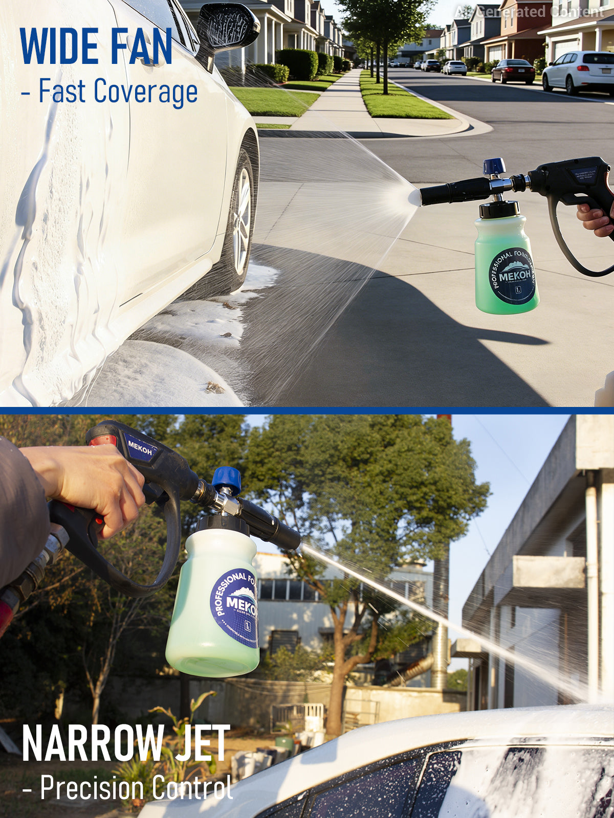 MEKOH Foam Cannon for Pressure Washer, Thick Snow Car Wash Foam Gun with 1.1mm Orifice & 1/4" Quick Connect, Pressure Washer Soap Cannon Attachment for Auto Detailing, Big Mouth Foam Blaster, 4000 PSI