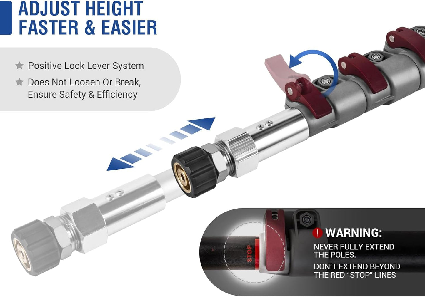 18ft Telescoping Pressure Washer Wand with 1 Power Washer Extension Wand, 4000PSI Fiberglass Telescopic Pole for Wall/Soffit/Gutter Clean, Spray Wand with 3/8” Quick Connect&M22-14 Hose Adapter