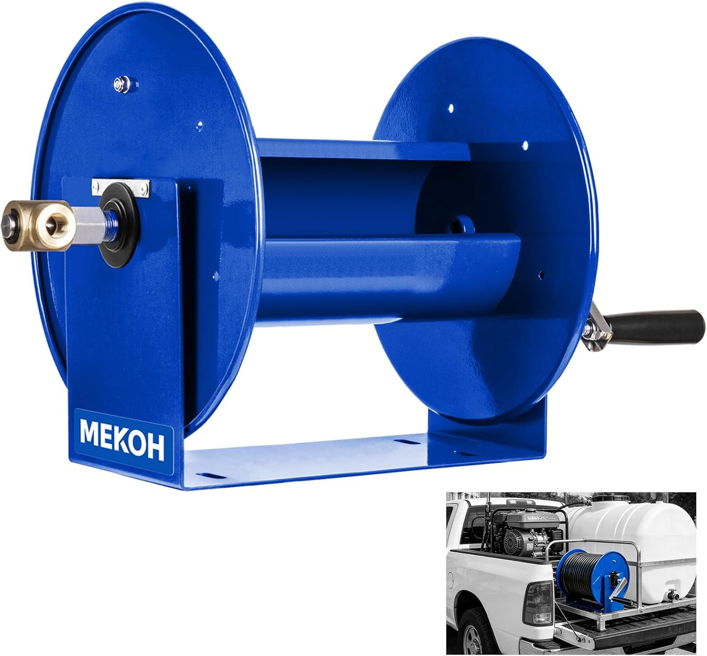 MEKOH Pressure Washer Hose Reel 150FTx3/8”, 300FTx1/4” Manual Power Washer Hose Reel with M22 14mm Fitting,4500PSI Heavy Duty Hose Reel for Water,High Pressure Metal Reel with Wall/Van/Trailer Mount