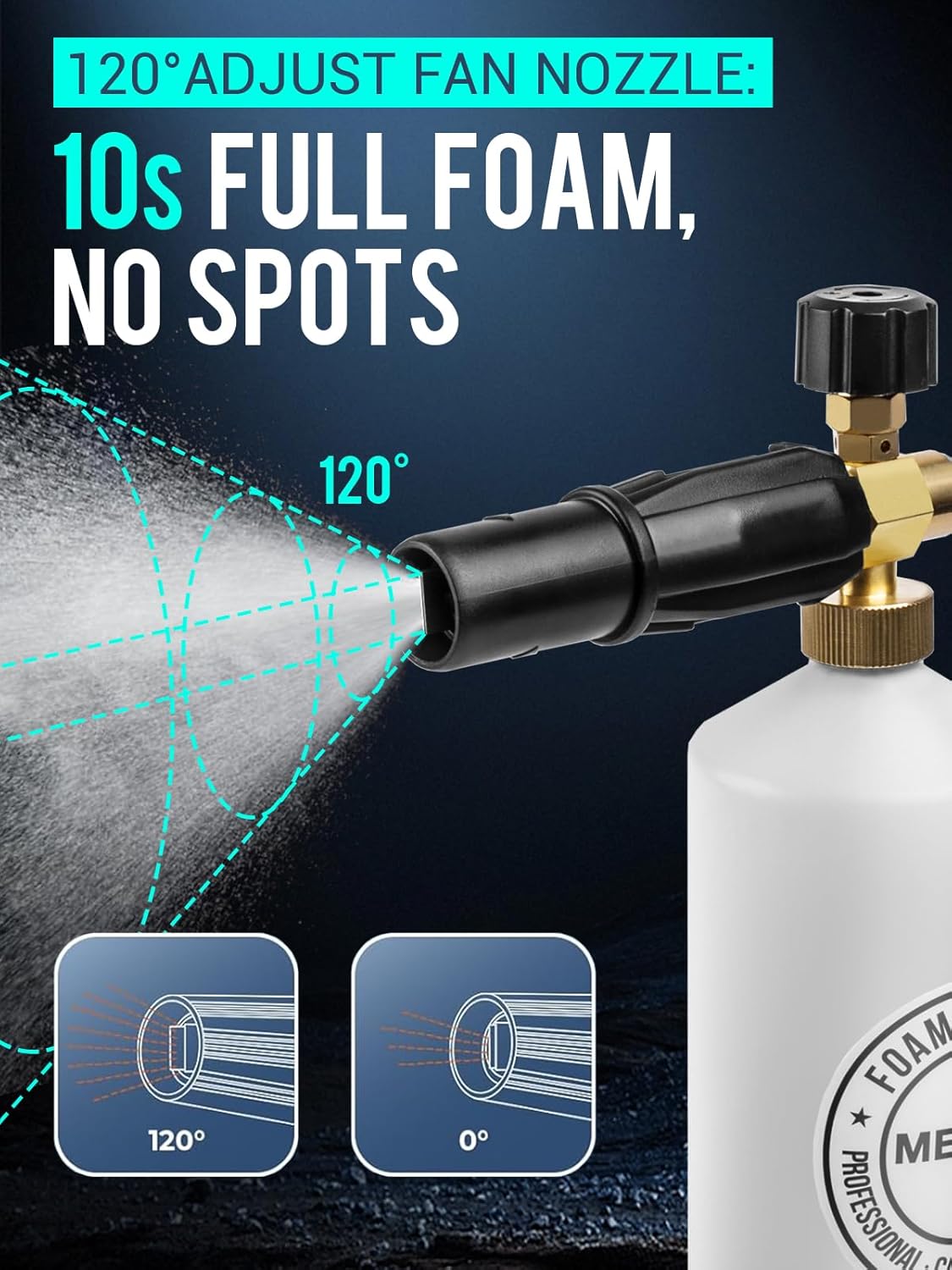 MEKOH Foam Cannon 1L, Adjustable Snow Foam Lance with 1/4" Quick Connect, Heavy Duty Pressure Washer Foam Cannon 1500-4000 PSI with 5 Nozzles for Car Detailing, Truck, Motorcycle & Home Cleaning
