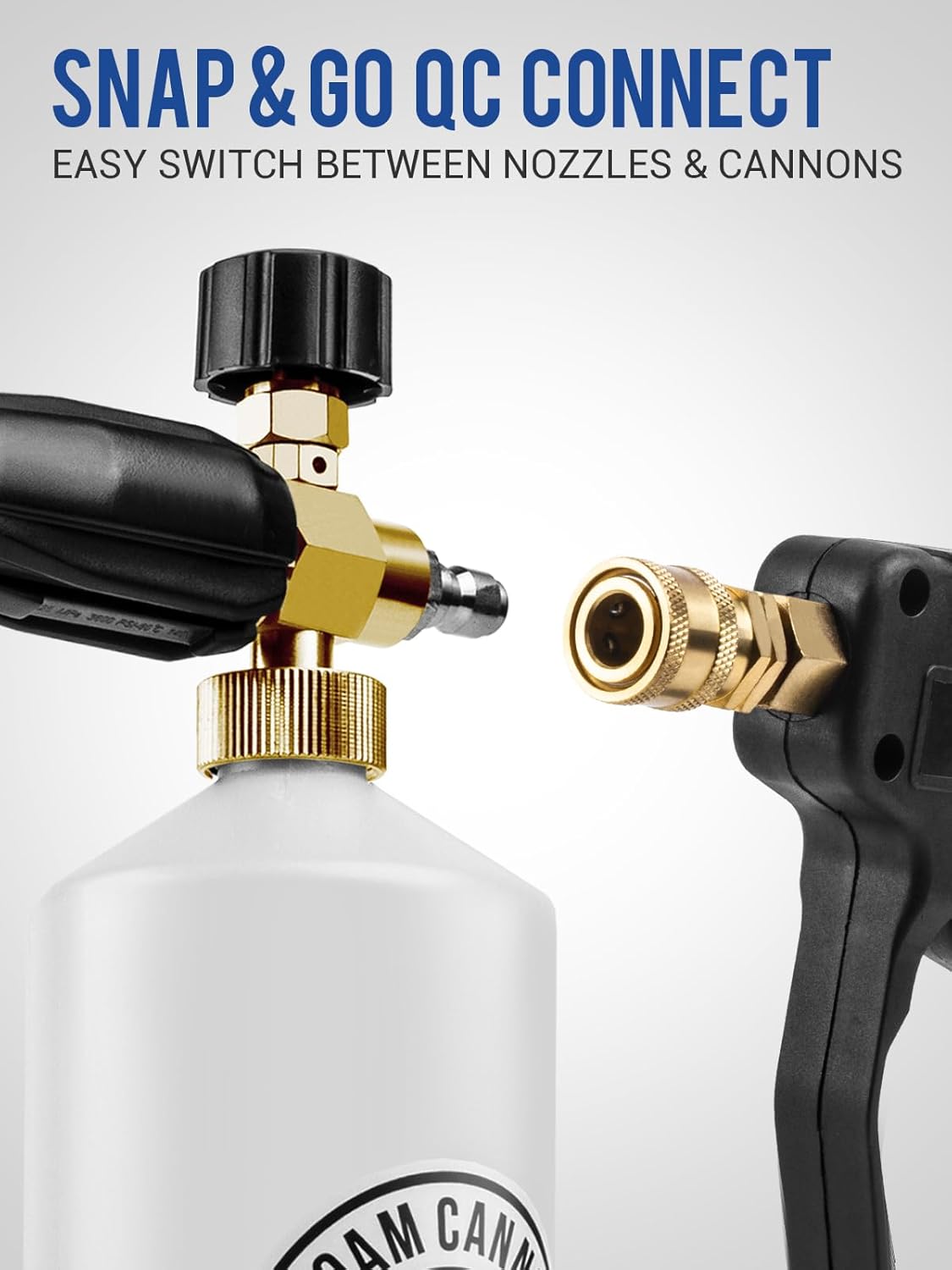 MEKOH Foam Cannon 1L, Adjustable Snow Foam Lance with 1/4" Quick Connect, Heavy Duty Pressure Washer Foam Cannon 1500-4000 PSI with 5 Nozzles for Car Detailing, Truck, Motorcycle & Home Cleaning
