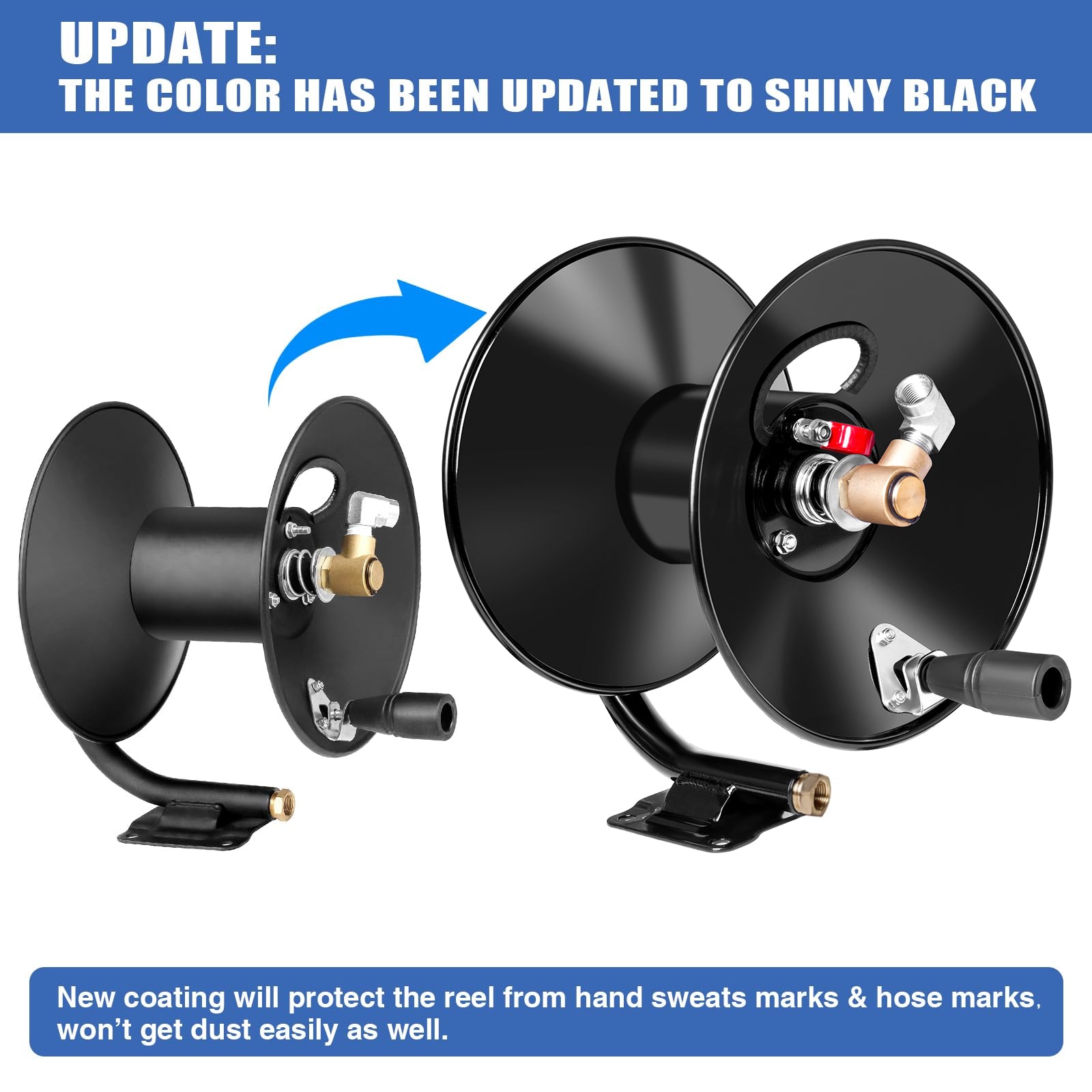 MEKOH Pressure Washer Hose Reel 50ftx3/8” / 65ftx1/4”, 4000PSI Heavy Duty Power Washer Hose Reel with M22-14 Fitting