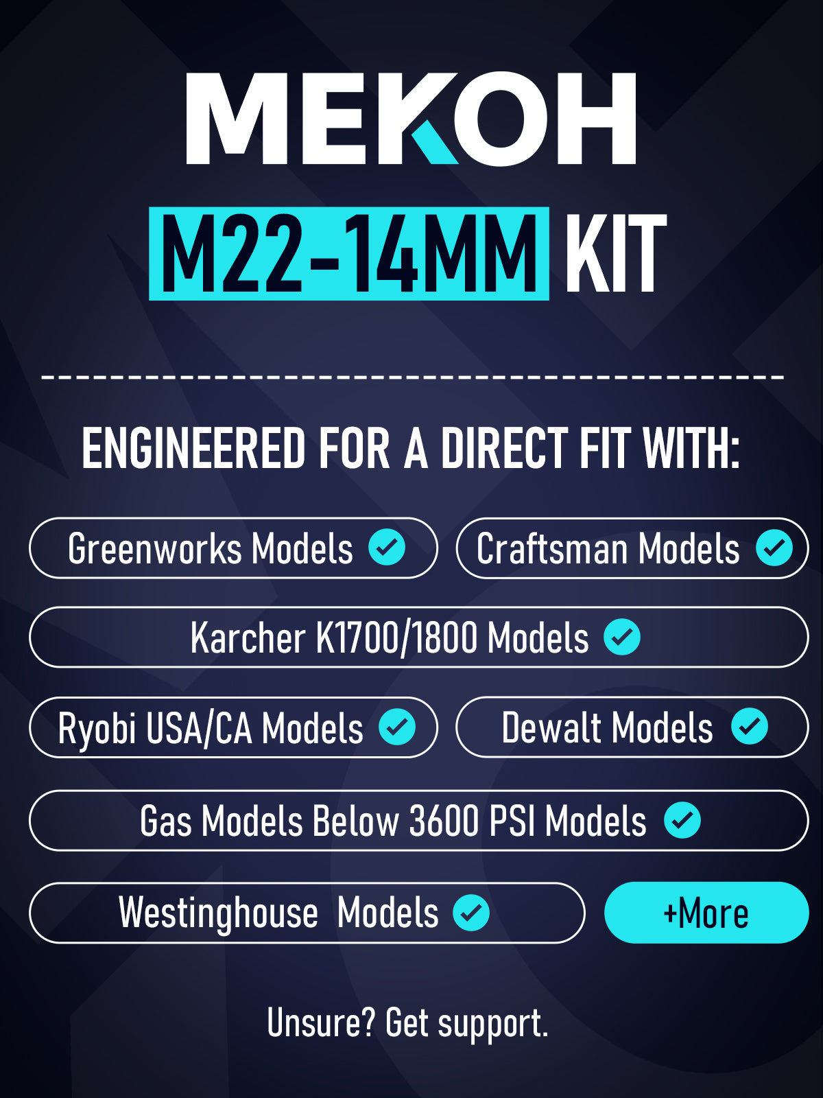 MEKOH Universal Pressure Washer Gun with Stainless Extension, Replacement Power Washer Wand fits Ryobi, Greenworks, Simpson, Dewalt, Featured M22-14 Fitting & 1/4” Quick Connect for Car Wash, 3600 PSI
