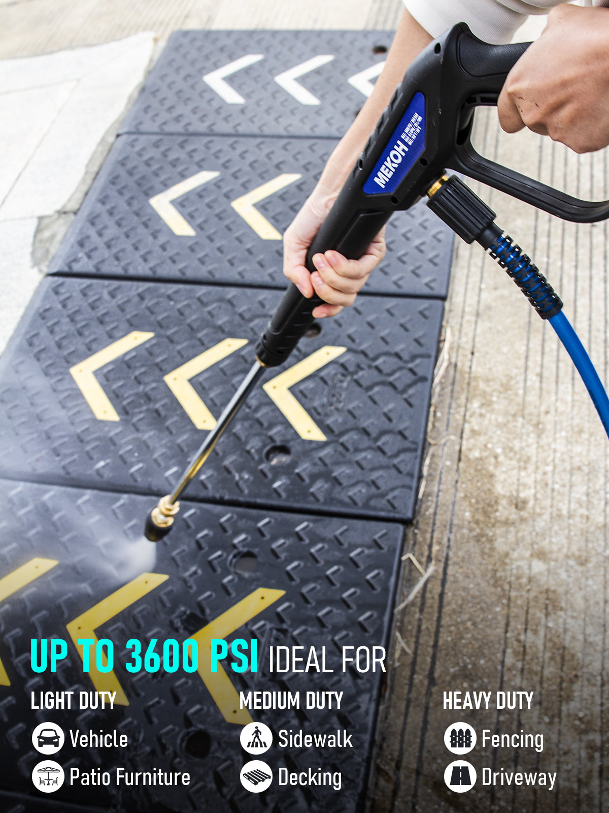 MEKOH Universal Pressure Washer Gun with Stainless Extension, Replacement Power Washer Wand fits Ryobi, Greenworks, Simpson, Dewalt, Featured M22-14 Fitting & 1/4” Quick Connect for Car Wash, 3600 PSI