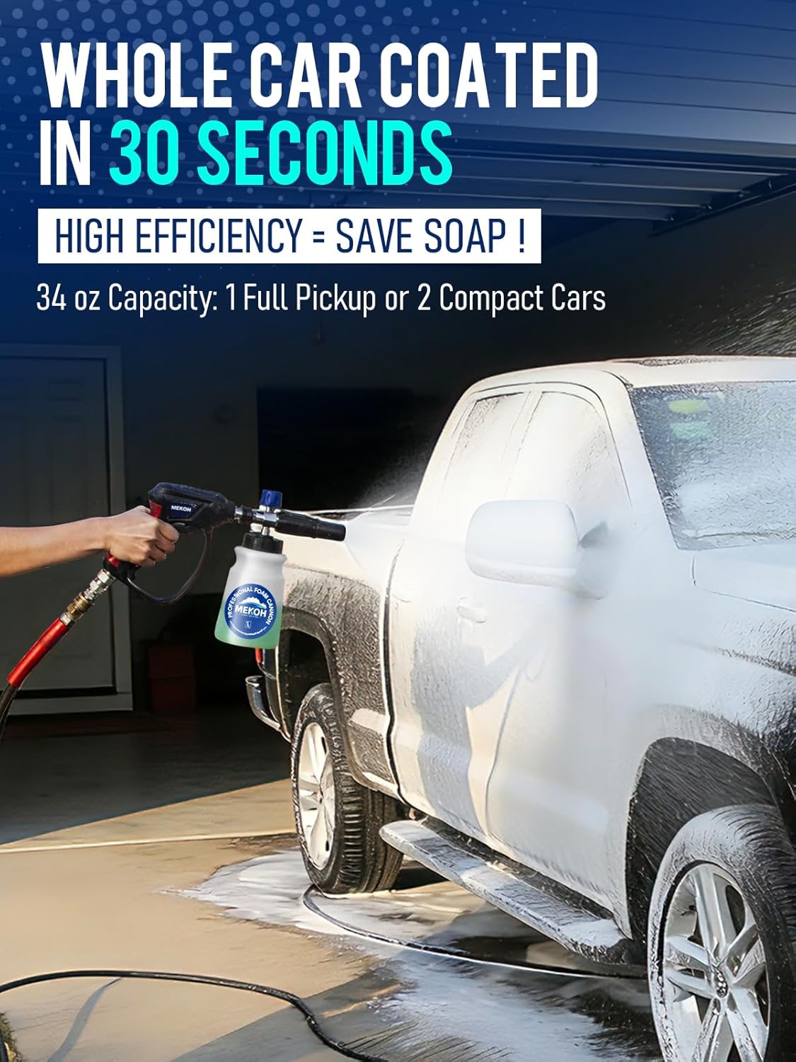MEKOH Foam Cannon for Pressure Washer, Thick Snow Car Wash Foam Gun with 1.1mm Orifice & 1/4" Quick Connect, Pressure Washer Soap Cannon Attachment for Auto Detailing, Big Mouth Foam Blaster, 4000 PSI