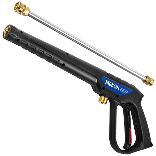 MEKOH Universal Pressure Washer Gun with Stainless Extension, Replacement Power Washer Wand fits Ryobi, Greenworks, Simpson, Dewalt, Featured M22-14 Fitting & 1/4” Quick Connect for Car Wash, 3600 PSI